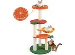 Tiragraffi Costway 100Cm, Simpatico Tema Frutta, Albero Per Gatti Con Cesto Girevole, Tiragraffi In Sisal, Piattaforme, Mobili Per Gatti, Albero Da Arrampicata Colorato