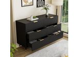 Cassettiera Aiorber, Sei Cassetti, Ampio Spazio, Legno Pregiato, Gambe Dorate, Credenza, Per Sala Da Pranzo, Soggiorno, 120X77X40Cm, Nero
