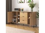 Cassettiera Aiorber, 4 Cassetti Spaziosi, Ampio Spazio Di Archiviazione, Credenza, Con Led, Ripiani Regolabili, Per Camera Da Letto, Soggiorno, 160X40X85Cm, Natura