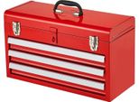 Cassetta Portautensili Con 3 Cassetti - Cassetta Portautensili 520X218 Mm - Cassetta Portautensili Rossa - Spazio Per Gli Utensili