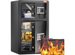 Cassaforte A Doppia Anta Con Serratura A Chiave E Password Cassaforte Per Mobili 42X38X70Cm Nero