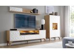 Soggiorno Tv Lowboard Mensola A Muro Scaffale Pensile Set Di Armadietti 3 Pezzi