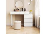 Tavolino Da Toilette Aiorber, Con 5 Cassetti, Motivo A Onde Minimalista, Mobile E Gambe Intercambiabili, 90 X 40 X 73,5 Cm, Bianco (Senza Specchio E Sgabello)