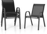 Costway Set Di 4 Sedie Da Giardino Impilabili, Sedie Da Balcone Sedie Da Patio Impilabili Con Braccioli Fino A 150Kg 56X70X84Cm Nero