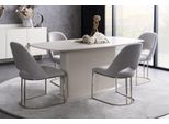 Sala Da Pranzo Tavolo Da Pranzo Sedie Tavolo Sedie Imbottite Base A Colonna Bianco Acciaio Inox