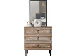 Cassettiera In Legno Tre Cassetti Specchio Elegante Soggiorno Camera Dei Bambini Nero Mobili