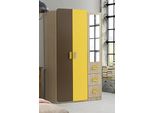 Armadio Specchio Design Moderno Accenti Di Colore Giallo Marrone Mobili Per La Camera Dei Bambini