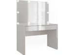 Vicco Tavolo Da Toilette Annabelle, 110 Cm Con Specchio E Lampade, Bianco Lucido/Bianco