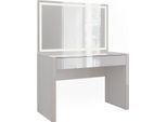 Vicco Tavolo Da Toilette Annabelle, 110 Cm Con Specchio A Led, Bianco Lucido/Bianco