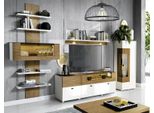 Set Soggiorno Mobili Moderni In Legno Parete Attrezzata Scaffale A Muro Mensole Tv Lowboard