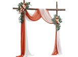Set Di Decorazione Per Arco Nuziale Con 2X Fiori E 2X Tende In Arancione - Set Di Fiori Per Arco Nuziale - Decorazione Per Arco Nuziale