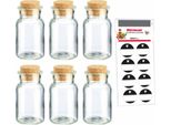 Westmark 6 GewüRzgläSer Mit Korken, 150 Ml + 8 Dekoetiketten, 665722E6
