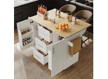 Flieks Carrello Di Servizio Moderno, Isola Da Cucina Con Piano Di Lavoro Pieghevole, Carrello Da Cucina, Carrello Portavivande Con Cassetti E Porta Asciugamani, Bianco