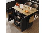 Flieks Carrello Da Portata Moderno, Isola Da Cucina Con Piano Di Lavoro Pieghevole, Carrello Da Cucina, Carrello Portavivande Con Cassetti E Porta Asciugamani, Nero