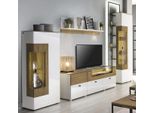 Set Moderno Tv Lowboard 2X Vetrinetta Parete Attrezzata Di Lusso Scaffale A Muro Completo