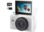Zelurxx Fotocamera 4K Con Schermo Ribaltabile Da 3 Pollici, Fotocamera Digitale Wifi Con Zoom 18X E Autofocus, Idea Regalo Per I Bambini