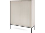 Cassettiera: 2 Ante, Cashmere, Nero, 104 X 125 X 39 Cm, Maniglie Dorate