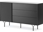 Cassettiera Con 3 Cassetti, 1 Anta E 2 Ripiani - Grafite Nera - Design Elegante - 144 X 83 X 38 Cm