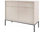 Cassettiera: 2 Cassetti, 2 Ante, Cashmere, Nero, 104 X 83 X 39 Cm, Maniglie Dorate