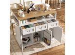 Carrello Di Servizio Flieks Con Piano Pieghevole, Carrello Portavivande Estraibile, Mobile Da Cucina Con Portasciugamani, Bianco