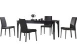 Set Sala Da Pranzo Tavolo 4X Sedie Tavolo Imbottito Sedie Nero Acciaio Inox 5Pz