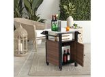 Carrello Bar Con Ruote Aiorber, Carrello Di Servizio, Piano Allungabile, Piano In Acciaio Inox, Maniglie Laterali, Vimini Rattan, Per Giardino, Bar, 86X58X22Cm, Marrone