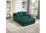 Lvhom Divano Pigro In Tessuto A Coste Con Cuscini, Divano Da Terra 125 × 155 × 63 Cm, Divano Letto Con Memory Foam, Poltrona Chaise Lounge, Verde