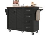 Carrello Da Cucina Abrihome Carrello Portavivande Con Piano Pieghevole, Cassetto E Ripiano Regolabile, Nero