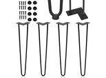 Aopunly 4X 45Cm Gambe A Forcina Per Tavolo Gambe A Forcina 2 Staffe Telaio Tavolo Fai Da Te Tavolo Pattini Tavolo Da Pranzo Nero