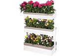 Wondermake® Letto Verticale Grande A 3 Livelli In Legno Per Giardino Balcone Esterno A Parete, Letto Rialzato Verticale Per Fragole, Bianco Grigio Antracite