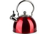Mondex | Bollitore - Bollitore Per Tè - 2,5 L - Colore Rosso Argento - Bollitore - Per Tutti I Tipi Di Fornelli