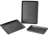 Set Di 3 Teglie Da Forno Acciaio Al Carbonio Con Manici In Silicone Nero - Teglia Da Cucina Per Torte E Pasticcini
