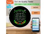 Tuya Wifi 7In1 Misuratore Multifunzionale Di Qualità Dell'aria PM2,5 CO2 Tvoc Hcho Aqi Tester Di Temperatura E Umidità Rilevatore Portatile Di Anidride Carbonica Con Display A Colori E Funzione Di Soglia Di Allarme