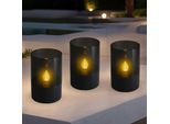 2.02 Lampada Da Tavolo Solare Nera In Set Da 3 - Ciascuno Circa 11 X Ø 7 Cm - Lampada Da Tavolo Decorativa (3 Pezzi)