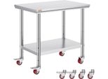 Tavolo Da Lavoro 91 X 60 X 82 Cm Tavolo Da Lavoro Per Catering In Acciaio Inox Portata 160 Kg, Tavolo Per Preparazione Cibi Con Rotelle Tavolo Da Lavoro Commerciale Per Bar Cucina 4 Piedini Regolabili