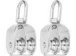 2Pcs U Tipo M20 Doppio Blocco Puleggia In Acciaio Inox 75KG Carico Cuscinetto Di Sollevamento Doppia Puleggia Rullo Ruota