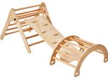 Succebuy Set Triangolo Pikler 5 In 1, Gioco Di Arrampicata Montessori Per Bambini Da 1 A 3 Anni, Parco Giochi In Legno Per Interni Con Triangolo, Rampa E Arco, Colore Legno