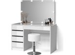 Livinity Tavolo Da Toeletta Imola, Con Illuminazione Led E Sgabello, Bianco