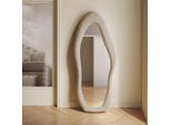 Specchio A Figura Intera Con Cornice Imbottita - Specchio Moderno Da Appoggio Per La Camera Da Letto, Il Soggiorno E Il Corridoio - Specchio Da Appoggio 160 X 60 Cm In Marrone Chiaro