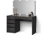 Livinity Set Tavolino Da Toilette Imola, 120 Cm Con Illuminazione A Led, Nero/Oro/Oro