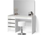 Livinity Tavolo Da Toeletta Imola, 120 Cm Con Sgabello, Bianco/Oro/Oro