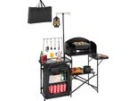 Vevor Tavolo Da Cucina Da Campeggio Tavolo Da Cucina All'aperto, Stazione Di Cottura Portatile In Alluminio Con Armadietto E Borsa Di Trasporto, Viaggio In Camper, Nero