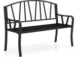 Costway Panchina Da Giardino In Metallo, Panchina A 2 Posti, Panchina Da Parco Con Schienale E Braccioli, Panchina In Metallo Caricabile Fino A 300Kg, 129X53X93Cm