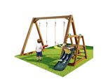 Lvhom Set Di Altalene 3 In 1, Altalena Doppia Con Struttura Per Arrampicata E Scivolo, Altalena Doppia, Altalena Da Giardino Con Struttura In Legno, Struttura Per Altalena