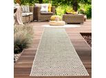 Tappeto Da Esterno Per Balconi Resistente Alle Intemperie A Trama Piatta Con Disegno A Diamante In Beige Dimensioni - 80 X 250 Cm