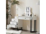 Merax Tavolo Da Toilette Tavolo Da Toilette Con Specchio Led A Forma Di Nuvola Tavolo Cosmetico Con Piano Allungabile E Cassetti, 100X40X76Cm