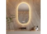 Grande Specchio Da Bagno Con Illuminazione, Interruttore A Pulsante Led, Antiappannamento, Design Ovale