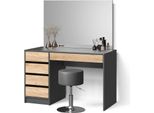 Livinity Tavolino Da Toilette Imola, 120 Cm Con Sgabello, Antracite/Quercia Dorata