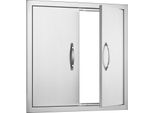 Succebuy Porta Di Accesso Al Barbecue, 610 X 610 Mm, Doppia Porta Per Cucina Da Esterno, Porta Da Incasso In Acciaio Inox, Porta Verticale A Parete Con Maniglie E Ganci Per Isola Barbecue, Postazione Barbecue, Mobile Da Esterno