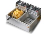 Succebuy Friggitrice Elettrica Commerciale, Capacità 24 Litri, Friggitrice Da Tavolo In Acciaio Inox Da 5000 W Con Due Cestelli Rimovibili, Per Cucina E Ristorante, Argento